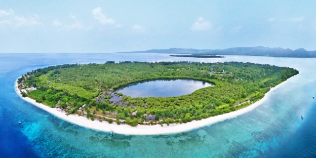An island with a small island surrounded by trees AI-generated content may be incorrect.
