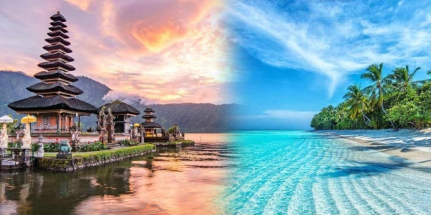 A split image of a body of water and a building AI-generated content may be incorrect.